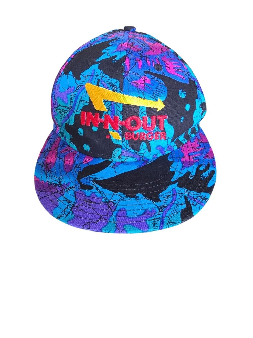 vintage-style In-N-Out Burger neon retro snapback hat Y2K style graphic
